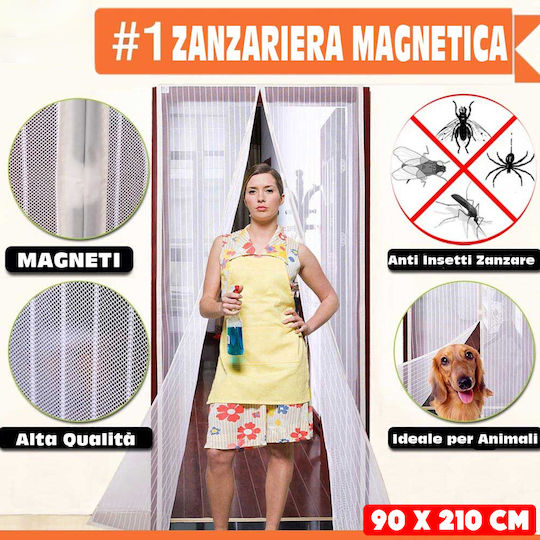 Bakaji Pet Friendly Σίτα Πόρτας με Σκρατς με Μαγνητικό Κούμπωμα Λευκή 210x90cm