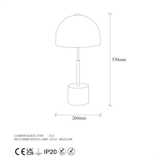 Opviq Table Lamp for Socket E14 with Black Shade and Base