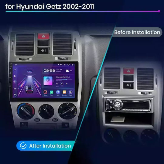 Ηχοσύστημα Αυτοκινήτου για Hyundai Getz 2002-2011 (Bluetooth/USB/WiFi/GPS/Apple-Carplay/Android-Auto) με Οθόνη Αφής 9"