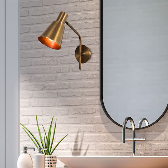 Opviq Sivani Wandleuchte mit Lampenbirnensockel E27 Gold 14cm