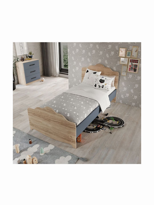 Единично Легло MDF Дъб-Антрацит Детска Стая 195x96x96см