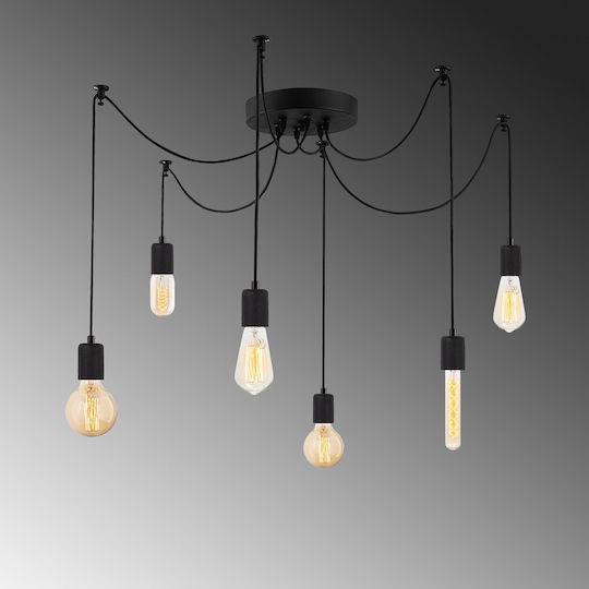 Opviq Kabluni Pendant Light Black for 6 Bulbs E27