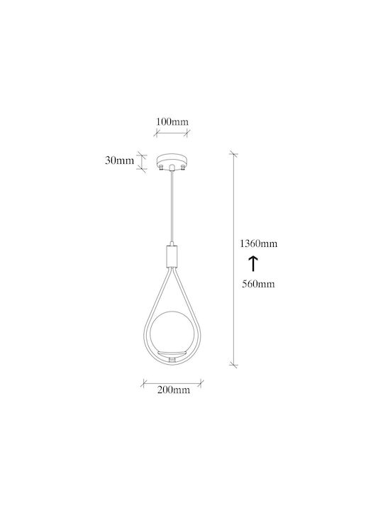 Opviq Black Pendant Light Black with Socket E27 20x15x136cm