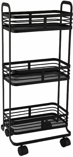 Bakaji Bakaji Kitchen Trolley Metallic 3 Tiers Black 32x25x75cm