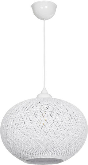 GloboStar Solei Висящо Осветително Тяло Бял Бохо с въже за Цокъл E27 30x30x35см.