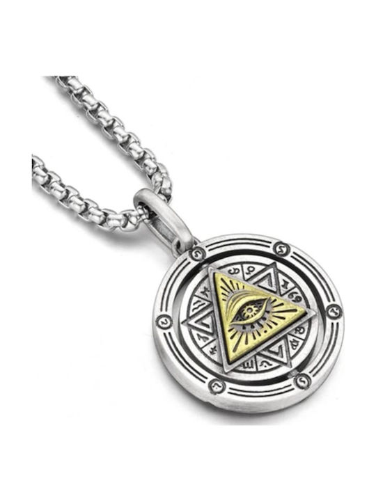 Κολιέ Ασημένιο Χρυσο Μάτι Πρόνοιας Silver Gold Eye Providence Necklace Molfs Κολιέ Ασημένιο Χρυσο Μάτι Πρόνοιας Silver Gold Eye Providence Necklace Molfs