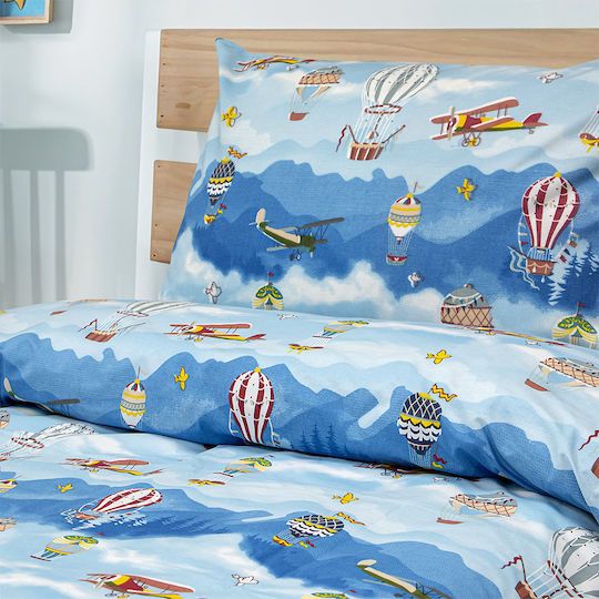 Lino Home Σετ Παιδικό Πάπλωμα Μονό με Μαξιλαροθήκη Μπλε 160x240εκ.