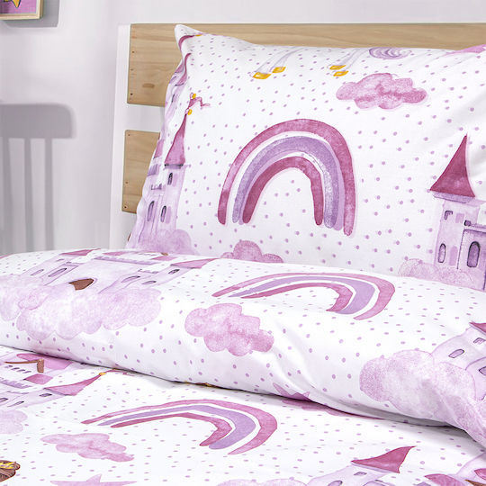Lino Home Σετ Παιδικό Πάπλωμα Μονό με Μαξιλαροθήκη Λευκό 160x240εκ.