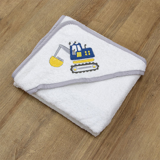 Lino Home Baby Bath Towel Hooded Trattore White 75x75cm