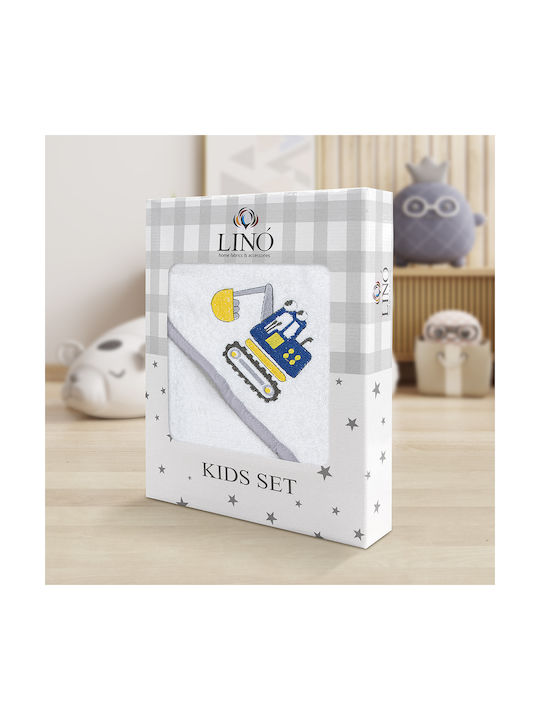Lino Home Baby Bath Towel Hooded Trattore White 75x75cm