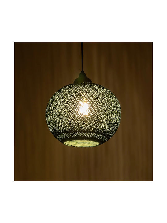 GloboStar Solei Pendant Light Green Boho with Rope for Socket E27 20x20x25cm