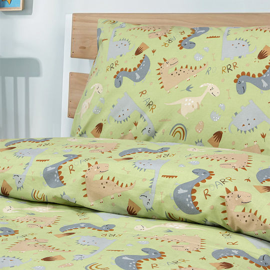 Lino Home Σετ Παιδικό Πάπλωμα Μονό με Μαξιλαροθήκη Πράσινο 160x240εκ.