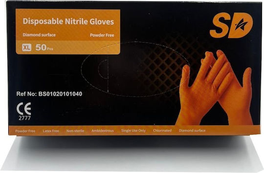 SD Glove Nitrile Examination Gloves Powder Free Orange 50pcs