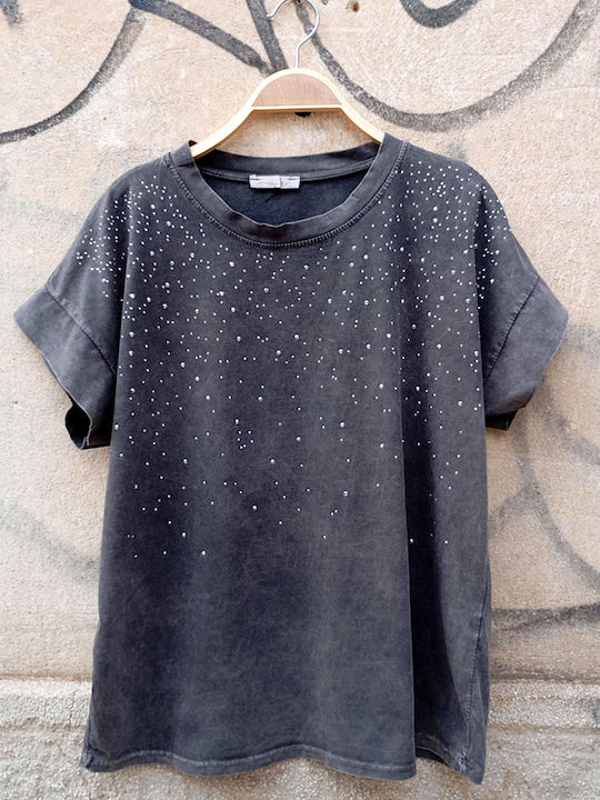 Damen Crop T-Shirt Anthracite