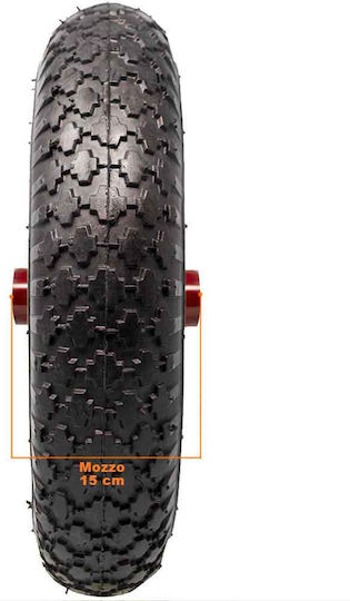 Bakaji Ρόδα Πνευματική Καρότσι 35 Εκ Λάστιχο 3.50-8 + Συμπεριλαμβανόμενος Άξονας Μήκους 210 Χλστ 02839110