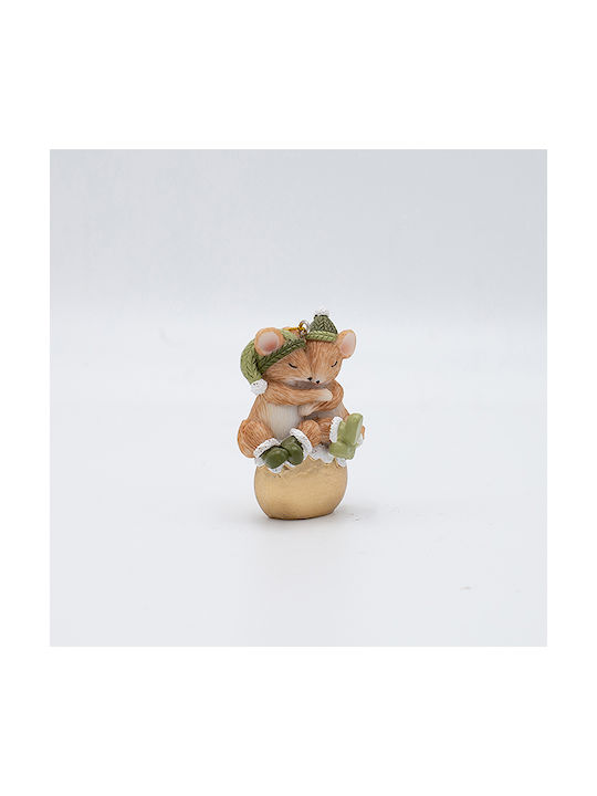 Στολίδι Ποντικάκι από Πολυρεζίνη Μπεζ 4x6.5cm