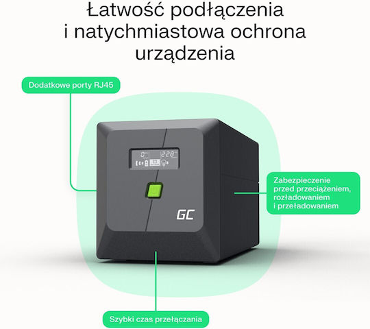 Green Cell UPSLM900 UPS Line-Interactive 1500VA 900W