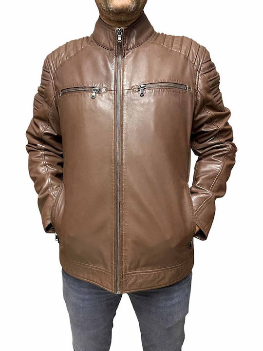 Leather Jacket Biker Brown