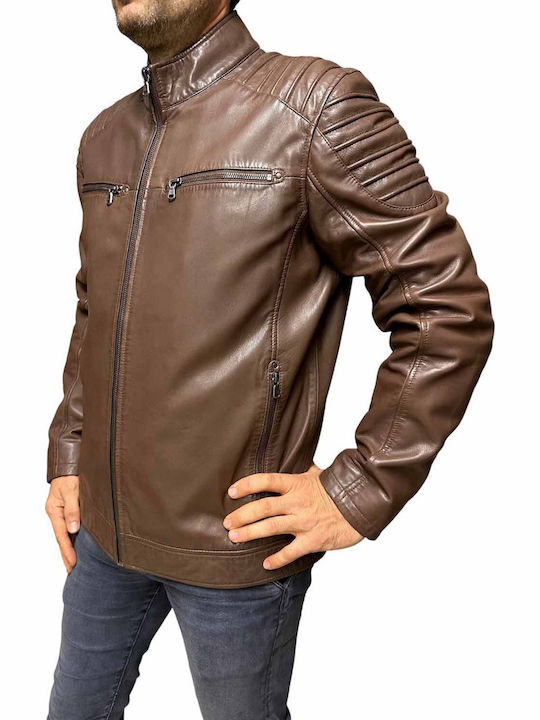 Leather Jacket Biker Brown