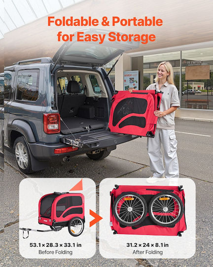 Vevor Dog Carrying Pink Bicycle Trailer for 45kg Pets