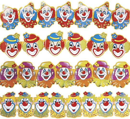 Magic Season Carnival Paper Clown Garland 3m 4 Designs 2155v