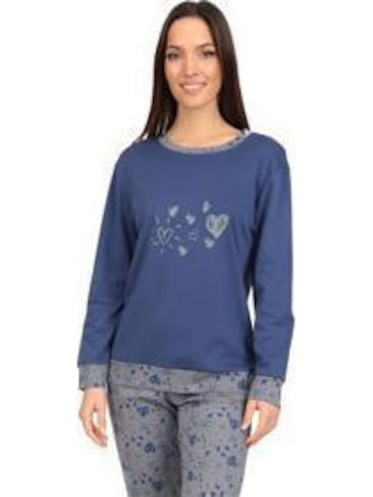 Lydia Creations Winter Women's Pyjama Set Blue