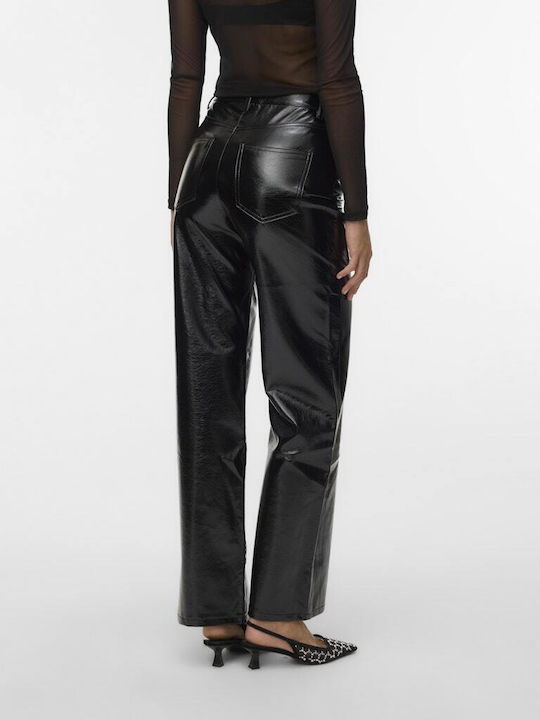 Vero Moda Femeiesc Talie înaltă Piele Pantaloni Negru