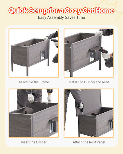 Vevor Dog House Wooden Outdoor Gray 87x53.5x69cm