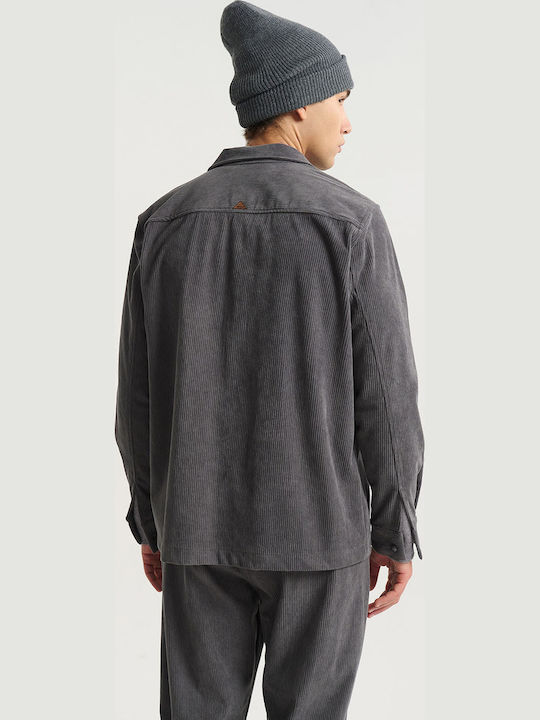 Long Sleeve Corduroy Overshirt in Regular Fit Gray