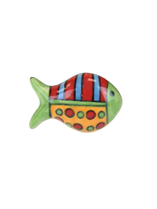 Buton Ceramic Pește 5x3,5 cm Cu Buline Dungi