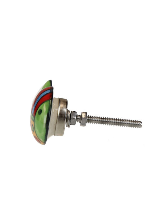Buton Ceramic Pește 5x3,5 cm Cu Buline Dungi