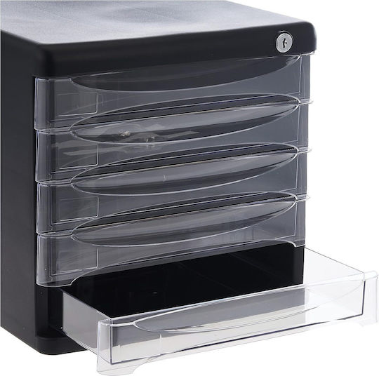 Deli Plastic Desktop Drawer with Lock 36x26x27cm Black