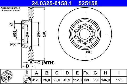 Vw Beetle 5c1 Ate 24032501581 Brake Disc