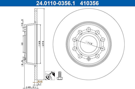 Brake Disc Audi A1 8x1 8xk 8xf Ate 24011003561