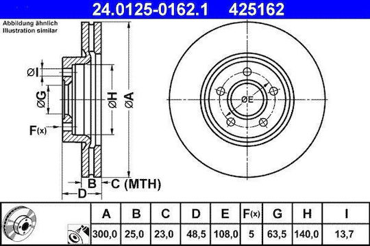 Disc de frână Ford C-max Dm2 Ate 24012501621
