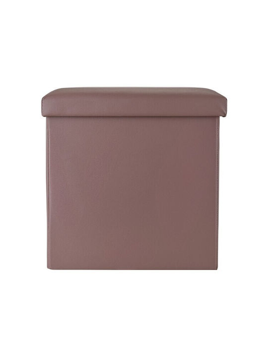 Stool For Living Room With Storage Space Upholstered with Leatherette Coffee 38x38x38cm