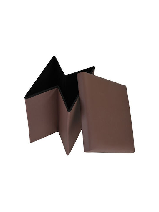 Stool For Living Room With Storage Space Upholstered with Leatherette Coffee 38x38x38cm