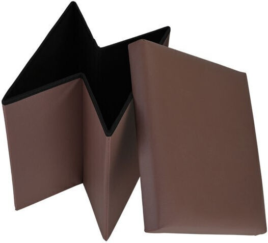 Stool For Living Room With Storage Space Upholstered with Leatherette Coffee 38x38x38cm