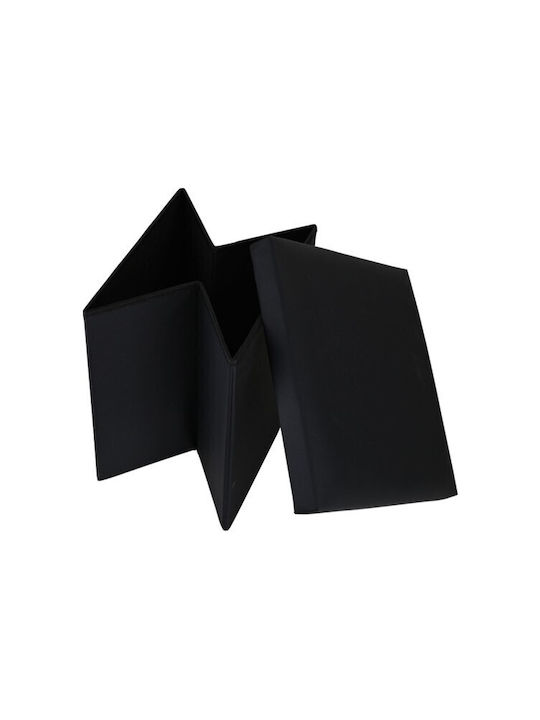 Stool For Living Room With Storage Space Upholstered with Leatherette Black 38x38x38cm