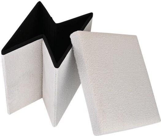 Stool For Living Room With Storage Space Upholstered with Leatherette White 38x38x38cm