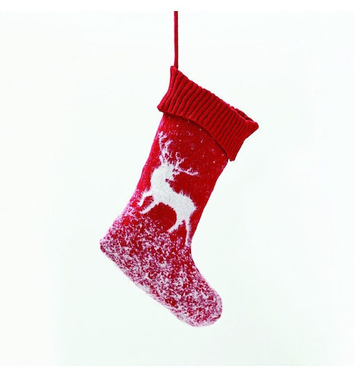 Christmas Decorative Red Socks with Reindeer L46xW20xH20cm