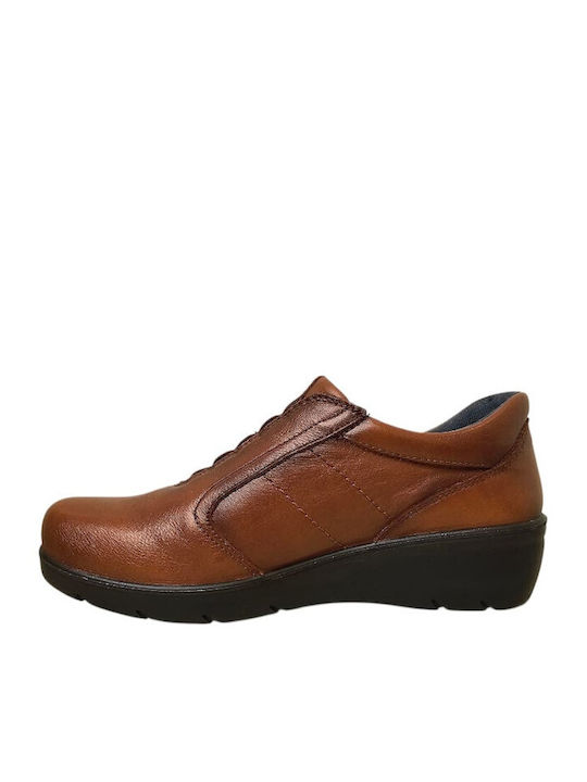 Leder Damen Mokassins in Tabac Braun Farbe