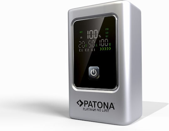 Patona Luxury One Power Bank 10000mAh with USB-A Output Port and 2 USB-C Output Ports Power Delivery / Quick Charge Grey