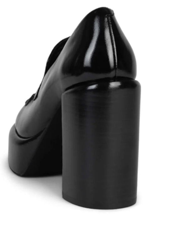 Leder Pumps mit hohem Absatz Schwarz