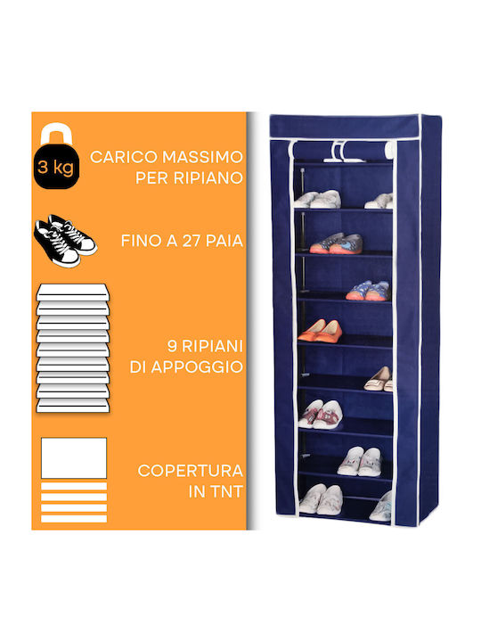 Fabric Shoe Organizer Blue 61x30x160cm