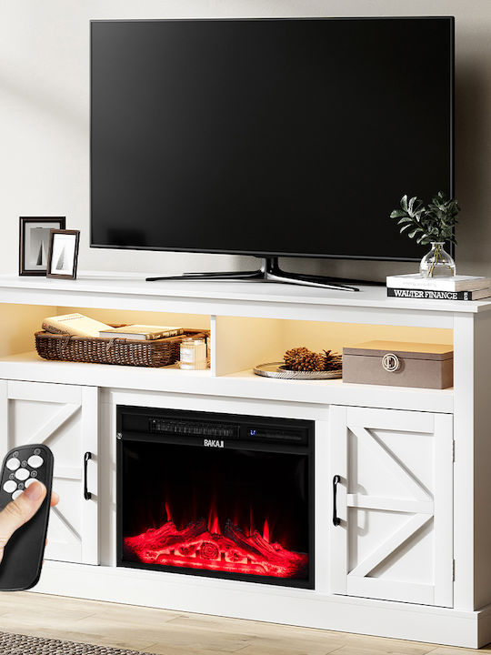 Stand TV Cu Iluminare LED Alb L148xA40xÎ81.5cm