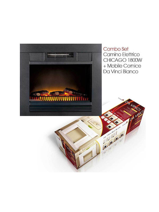 Bakaji Wall Mounted Electric Fireplace 1800W White