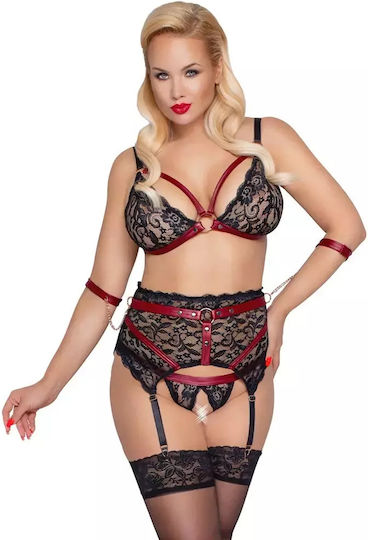 Cottelli Collection Set Sexy De Lenjerie Cu Dantelă Negru 3 Bucăți