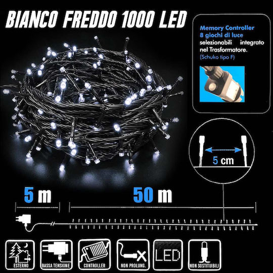 1000 Lights LED 55m. Cold White type Octopus 1pcs