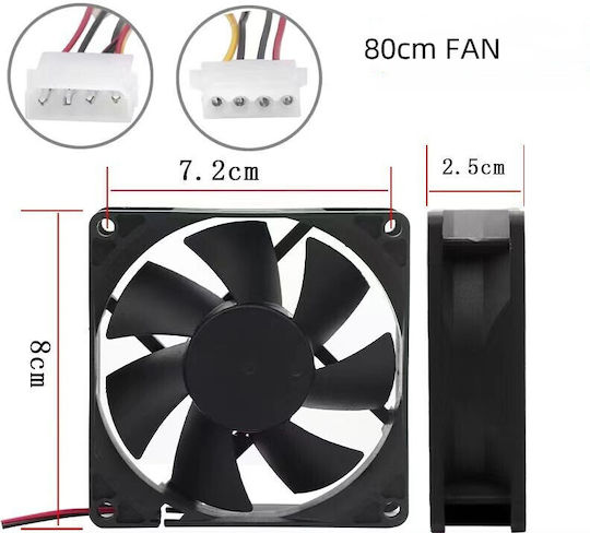 Power Train Ventilator Pentru Carcasă 80mm (4000rpm / 40cfm) Fără Iluminare LED și Conexiune 4-Pin PWM